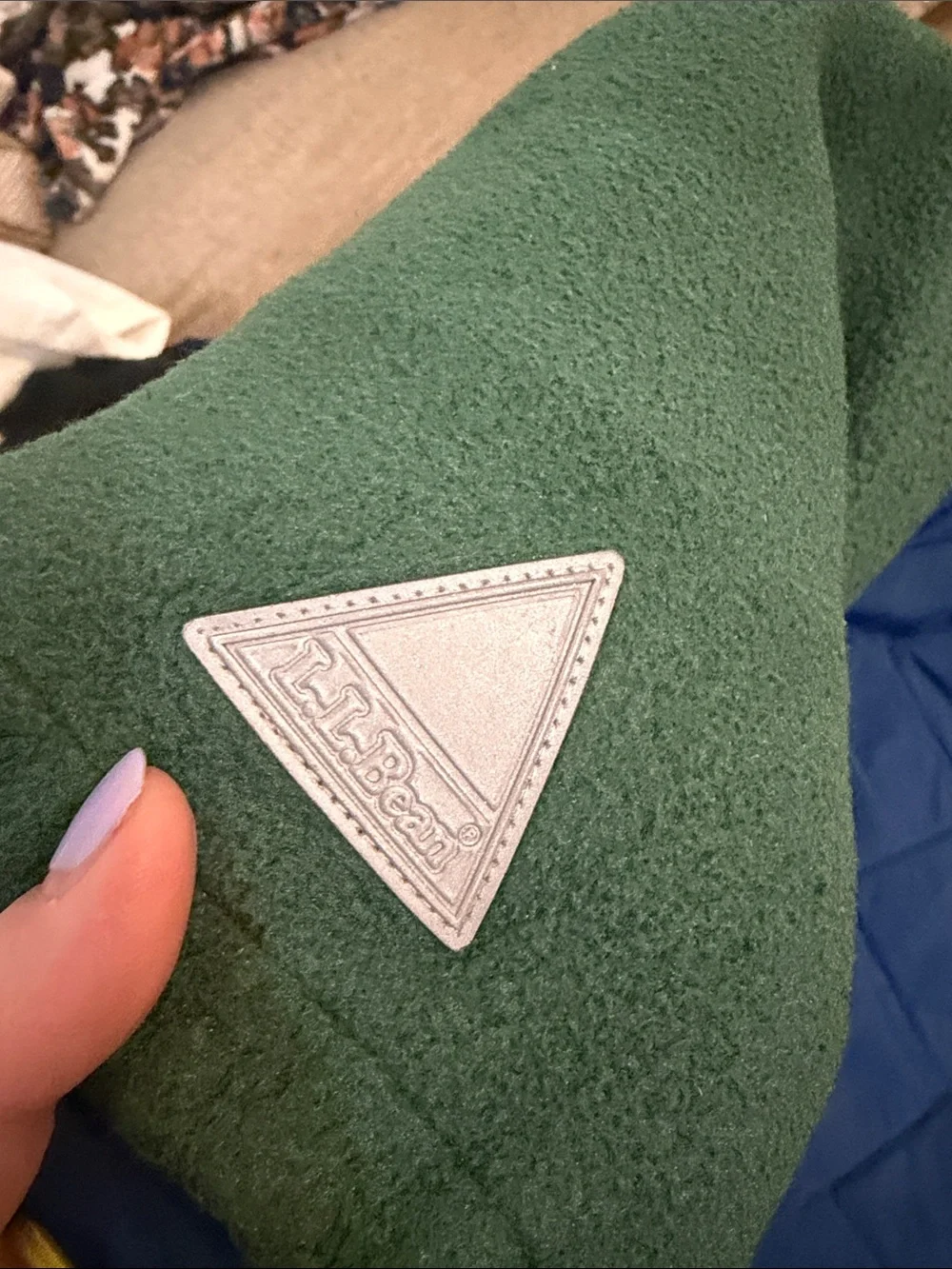 L.L. Bean Kids Quilted Puffer-Panel Fleece Jacket in Forest Green & Navy